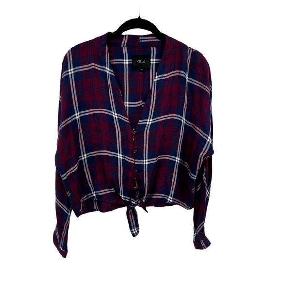 Rails Large Sloane Red Blue Cropped Anthro Flannel - Picture 2 of 7